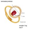 Anillo de lujo con líneas geométricas de estilo europeo y americano, apertura ajustable, acero de titanio, chapado en oro, con incrustaciones de circonio a mano.