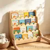 Estante de Exibição de Madeira Maciça Mesa de Atividades Infantil Prateleira de Brinquedos Canto de Leitura Infantil Estante Rack de Livros Infantis de Madeira Maciça