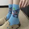 Calcetines de verano de dibujos animados de Stitch estilo coreano, calcetines de verano de tubo medio nuevos para chicas estudiantes, calcetines de algodón de tubo medio lindos para mujer