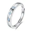 Anillo Resonante Fluorescente Original de Plata S925 con Forma de Rombo y Mariposa para Pareja de Hombres y Mujeres, un Par de Anillos Luminosos con Forma de Rombo y Lazo