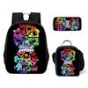 Mochila Escolar Critters Sorridentes Conjunto de Três Peças Mochila de Desenho Animado Bolsa de Ombro Estojo para Lápis Bichinho Sorridente