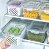 Crisper para Selar Alimentos de Cozinha, Escorredor de Frutas e Legumes, Caixa de Armazenamento de Plástico com Tampa, Caixa de Armazenamento para Geladeira e Freezer