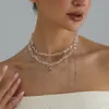 Accesorios transfronterizos europeos y americanos: Collar de corazón con cuentas transparentes y brillantes, moderno y funcional, versátil y único