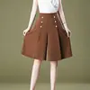 Calças Culotte Plus Size, Calças de Pernas Largas, Shorts Femininos, Calças Casuais Soltas Finas de Verão com Cintura Alta Emagrecedoras, Calças de Cinco Pontos