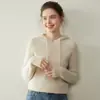 Outono e Inverno Novo Estilo Barra Ingot Agulha Caxemira Moletom Moda Feminina Casual Manga Longa Pulôver Caxemira Com Capuz Tricô Tricô