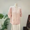 Zhi Li Nueva Camiseta de Manga Corta Jacquard Hueco Estilo Chino 2026 Verano Nuevo Top de Cuello Redondo 1 Amarillo Negro Agradable para la Piel