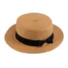 Sombrero de Sol de Verano Estilo Coreano para Madre e Hija con Lazo Ala Plana Protección Solar Sombrero de Paja Exterior Plano Plegable Sombrero de Sol