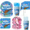 Amazon Nuevo Estilo Bordes Limpios Tema Stilla Fiesta de Cumpleaños Vajilla Desechable Mantel Servilletas Bandeja Decoraciones