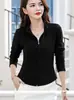 Cárdigan con cremallera y cuello alto de nuevo estilo, para mujer, de manga larga, corte ajustado y favorecedor, adecuado para primavera y otoño, forro polar, versátil, color liso, sudadera casual