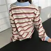 Colección de otoño nueva de alta calidad para mujer de Dongdaemun, Corea: camisas tipo polo únicas y hermosas y camisetas de rayas color block