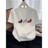 Camiseta de Algodón Cepillado Estilo Nuevo 2026 para Mujer, Hombro Normal, Cuello Redondo, Manga Corta, Top Holgado Casual Versátil Engrosado para Primavera, Verano y Otoño