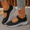 Sapatos Mary Jane de Tamanho Grande para Travessia de Fronteira para Mulheres de Meia-Idade e Idosas, Sapatos Individuais Rasos Respiráveis de Malha Fly-Knit, Sapatos Casuais Leves para Caminhada para Mulheres