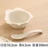Tazón de Bocadillos de Paja de Trigo Japonés para Niños Vajilla para Bebés Tazón para Comer Anticaída Dibujo Animado Lindo Búho Tazón con Cuchara