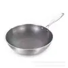 Acero Inoxidable 410 Wok Pantalla Completa Recubrimiento de Panal Sartén Antiadherente Sartén para Saltear Sartén Doméstica de Fondo Plano Sartén para Freír Wok Utensilios de Cocina