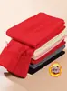 Pantalones cálidos de terciopelo para mujer para otoño, pantalones largos ajustados de doble lijado para invierno, leggings interiores auto-calentables ajustados