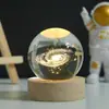 Globo de Cristal do Sistema Solar Brilhante Esculpido Luz Noturna de Mesa Ornamento Bola de Vidro Decoração Presente Dia das Crianças Aniversário