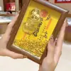 Marco de Fotos del Dios de la Riqueza 999 Oro Puro, Adorno Pequeño del Dios de la Riqueza, Lingote de Oro de Cristal, Regalo de Negocios para Atraer Riqueza