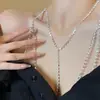 Cadena para el pecho, estilo europeo y americano, para bikini, cadena para la clavícula, joyería para el cuerpo, collar sexy con diamantes de imitación para mujer.