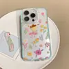Funda Floral para Teléfono Apple 17/16 Promax Adecuada para iPhone 13 con Pulsera 14/15 Anti-Caídas Transparente