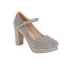 Zapatos de Tacón Alto Simples de Comercio Exterior Gruesos Escarchados Boca Baja de una Sola Capa Talla Grande Correa de Viaje 4540 Mesa de Agua Terciopelo Rojo Negro Beige