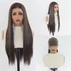 Producto para el cabello de la fábrica de origen, completamente tejido a mano, castaño oscuro, se puede peinar libremente, cabello liso a la altura del chal, peluca resistente a altas temperaturas