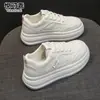 Zapatos Blancos de Cuero Genuino de Moda con Suela Gruesa para Aumentar la Altura para Mujer Otoño 2026 Nuevos Versátiles Estudiante Deportivos Casuales Zapatos de Mujer Zapatos de Plataforma