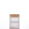Tarro de crema transparente con tapa de bambú, frasco de vidrio sellado para crema de ojos y crema facial, frasco de recarga cosmética, tarro para ungüentos, frasco de muestra