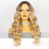 Peluca europea y americana de media cabeza para mujer, extensión de clip de onda corporal para el cabello, cabello largo y rizado, fibra química, cobertura para la cabeza, pelucas de parte U