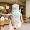 Nueva botella de agua térmica elegante y linda con temática de dibujos animados para niños, con un diseño de doble pajita para beber, perfecta para que los estudiantes la usen en la escuela o para actividades al aire libre