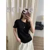 Camiseta Blanca de Manga Corta con Cuello Redondo de Algodón Puro Estilo Coreano para Mujer, Verano Estilo Básico Americano Capa Base Top con Cuello Redondo Moderno