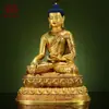 Escultura em bronze "Shakyamuni" totalmente dourada feita à mão de uma vila do Xizang, ornamento de estátua de Buda de bronze "Shakyamuni" para uso doméstico interno