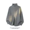 Novo Suéter Tricotado Jacquard Liso de Cor Sólida com Zíper para Primavera e Outono Masculino Solto Versátil Casaco Cardigan Casual para Casal