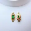 Conector de Pingente Duplo Estilo Chinês Retro Floral Preserva Cor Banhado a Ouro Acessórios para Joias Colar de Pérolas Artesanal DIY