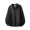 Camisa polo de manga larga para hombre, color liso, estilo "old money", nueva colección de otoño, camiseta simple de peso pesado con cuello camisero, top casual para hombre