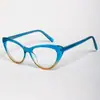 Gafas de Moda Ojo de Gato de Alta Gama Transfronterizas sin Graduación con Monturas de Metal Cp de Alta Calidad para Hombres y Mujeres, Gafas de Moda Europeas y Americanas