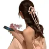 Novo Grampo de Garra com Tassel de Fita Amor para Parte de Trás da Cabeça Disco Presilha de Cabelo Meio Laço Acessórios de Cabelo Rabo de Cavalo Alto Presilha de Tubarão