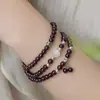 Nuevo Pulsera de Múltiples Vueltas de Imitación de Granate para Mujer, Pulsera de Diseño de Nicho Retro de Verano, Joyería de Mano a la Moda, Regalo para Mejores Amigas