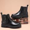 Botas Martin Masculinas de Solado Grosso Outono Novo Cano Médio Couro Macio Botas de Tornozelo Moda Tendência Motocicleta Interior Aumentado Botas Chelsea