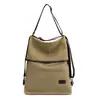 Mochila Escolar de Lona de Color Sólido Estilo Coreano Transfronteriza Nueva Mochila de Viaje Retro Mochila Casual de Gran Capacidad de Moda