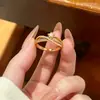 Anillo de Estrella con Goteo de Aceite de Oro de 18 Quilates para Mujer, Anillo Abierto Ajustable, Joyería de Moda de Lujo Ligero de Nicho Incrustado con Diamantes