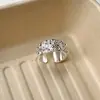 Anillo Ancho de Diseño de Nicho con Textura Metálica y Perla Redonda Irregular para Mujer, Estilo Minimalista Ins Versátil Anillo Abierto