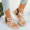Otoño 2026 Nuevo Sandalias Romanas Tejidas con Cuerda de Cáñamo Europeas y Americanas de Comercio Exterior Zapatos Planos de Playa para Mujer
