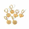 Pendiente de Aro para Oreja con Zirconia de Color de Lujo Ligero Transfronterizo Europeo y Americano Hebilla de Oreja de Amor de Oro de 18k Pendientes de Acero Inoxidable