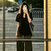 Camiseta Casual de Manga Corta para Mujer, Estilo Coreano de Verano, Holgada, Adelgazante, Color Sólido, Simple y Versátil