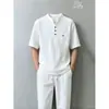 Moderna camisa polo casual de verano 2026 para hombre, nueva tendencia, camiseta de manga corta para hombre y conjunto de pantalones largos