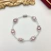 Pulseira Conveniente com Fivela Magnética Moda Coreana Nova Joia de Pérola Show Real Pulseira Corrente de Pérola de Água Doce