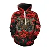 Suéter com Capuz Estampado 3D Moda Masculina Série Besta da Floresta Street Masculino Estilo Europeu e Americano Pulôver Solto