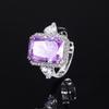Zhuang Sheng jóias fundo de cobre banhado a ouro diamante de alto carbono Flor de Gelo quadrado diamante cobre embutido temperamento luz luxo retangular anel feminino 10 * 14