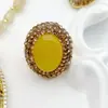 Conjunto de Citrino de Quatro Peças com Inlay de Cera de Abelha de Segunda Geração, Colar, Brincos, Anel e Pulseira de Joias Personalizadas Vintage com Strass