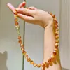 Colar de Cristal Amarelo Torre Mel Caramelo Leite Natural de Alta Qualidade 10mm